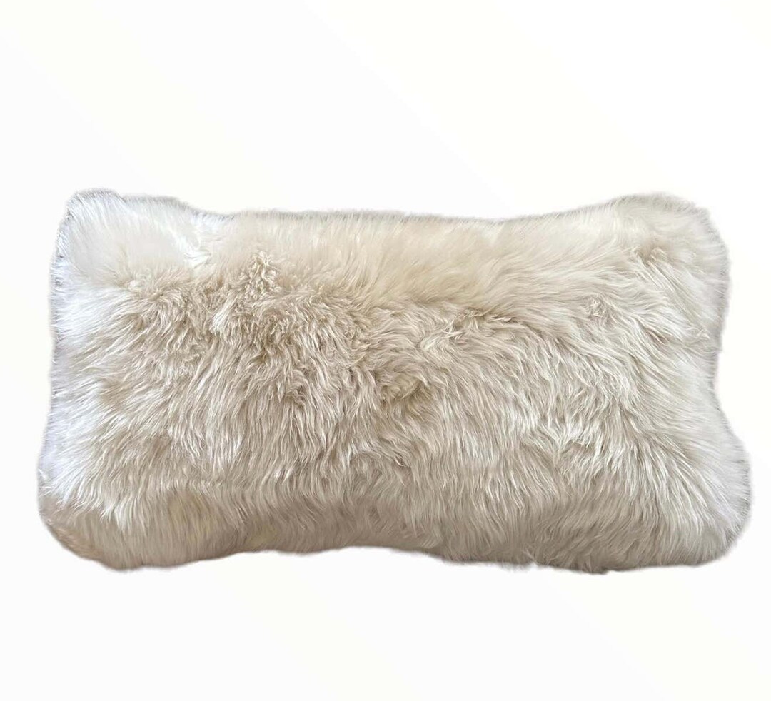 Custom Lumbar Sheepskin Pillow Cover With Insert Etsy