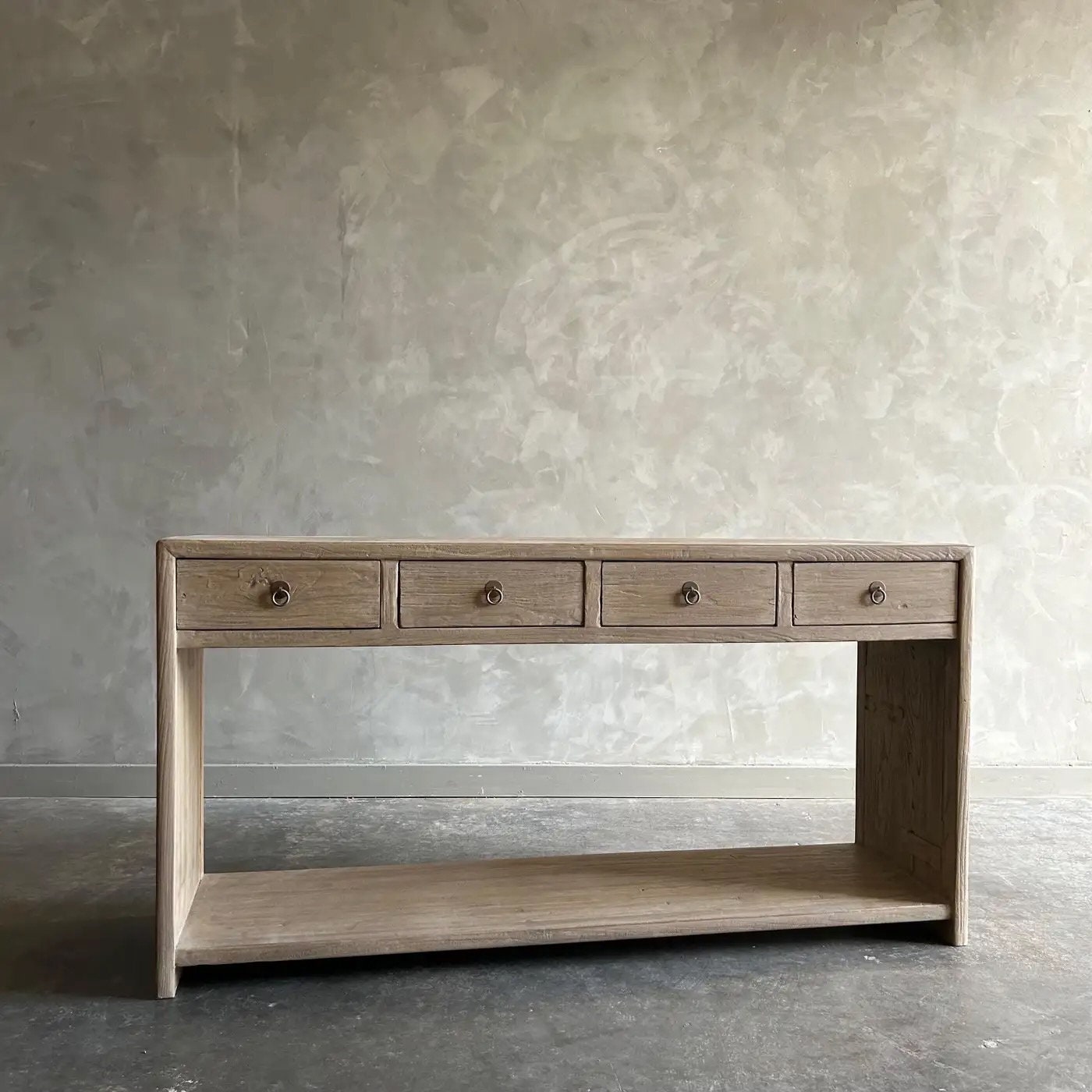 Modern Elm Wood Console Table With Drawers - Etsy