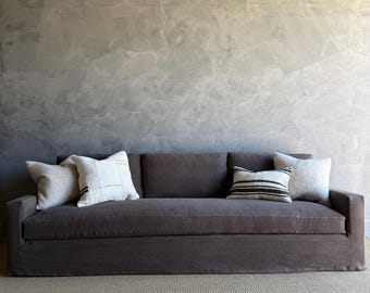Custom Made to Order Slip Covered Maxwell Sofa 110" with Down Wrapped Cushions