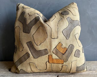 Vintage African Mali Cloth Textile Pillow with Down Insert