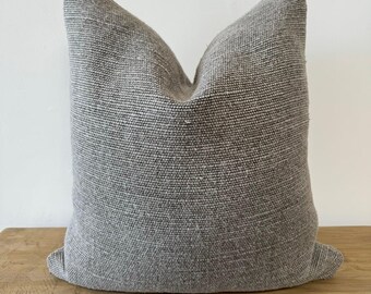 Custom Heavy Flax Woven Textured Belgian Linen Pillow with Down Insert