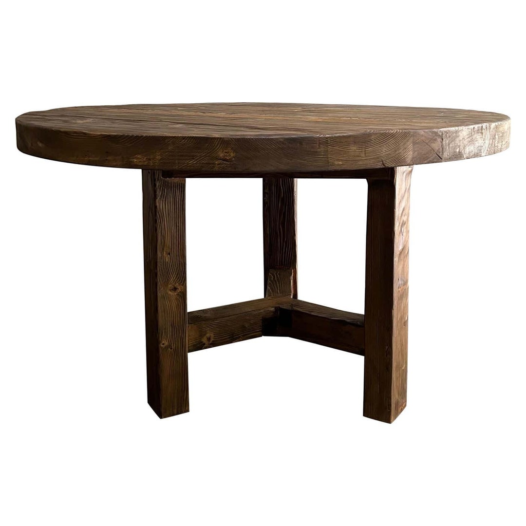 Custom Reclaimed Elm Wood Dining Table in Dark Finish 48