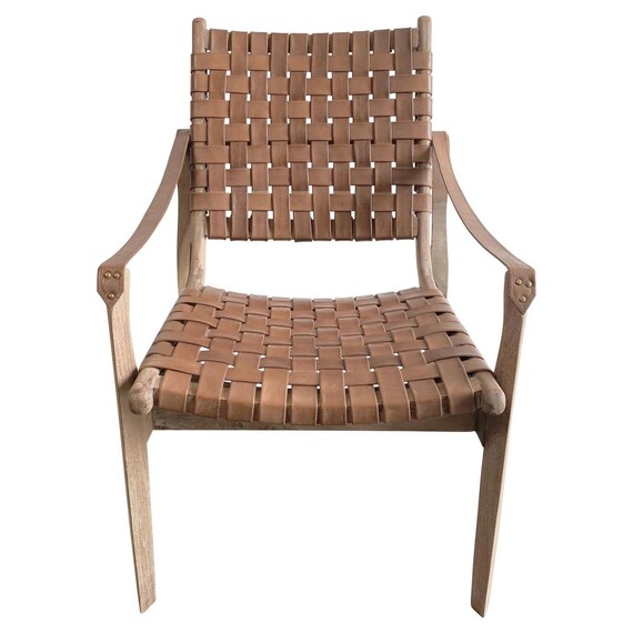 Woven leather strap chair deals
