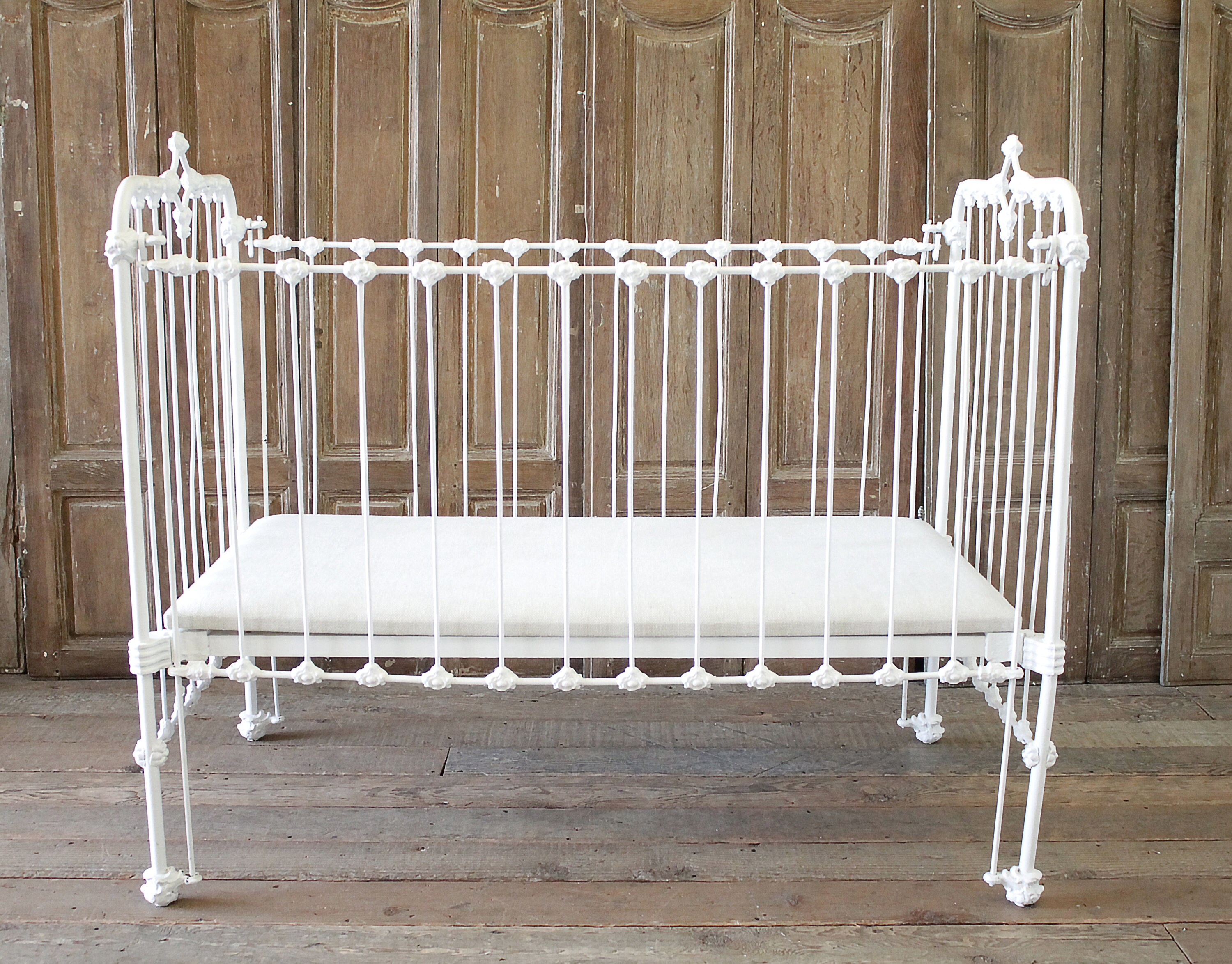 19th Century Painted White Iron Crib Baby Bed Etsy