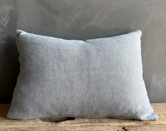 Stone Washed Linen Lumbar Pillow with Down Insert