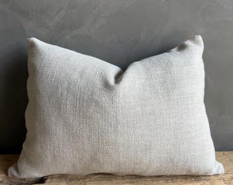 Otis Linen Snow Lumbar Pillow with Down Insert