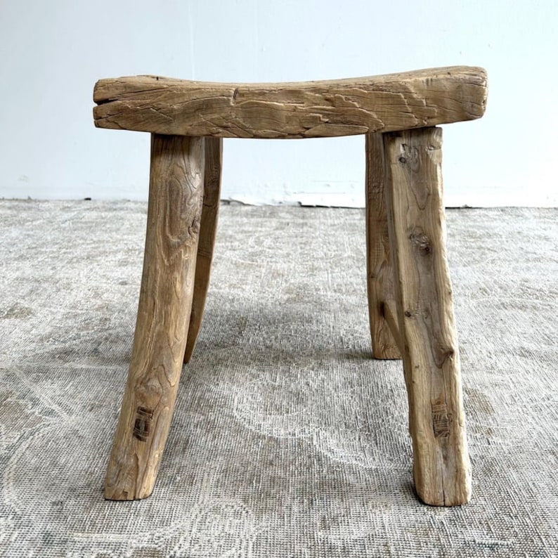 BloomHomeInc Elm Wood Stool - Thumbnail 5