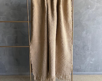 Amari Wool Bed Scarf Throw - Nude