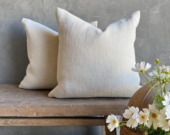 100% Hemp Pillow with Down Insert in Flax Natural