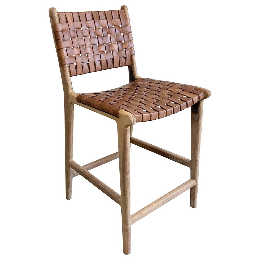 Woven leather bar counter stools deals