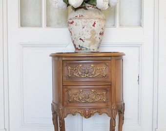 20th Century Two-Drawer Bedside Commode Nightstand with Marble Top