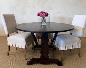 Lyon Reclaimed European Pine Oval Dining Table or Center Table in Walnut Finish