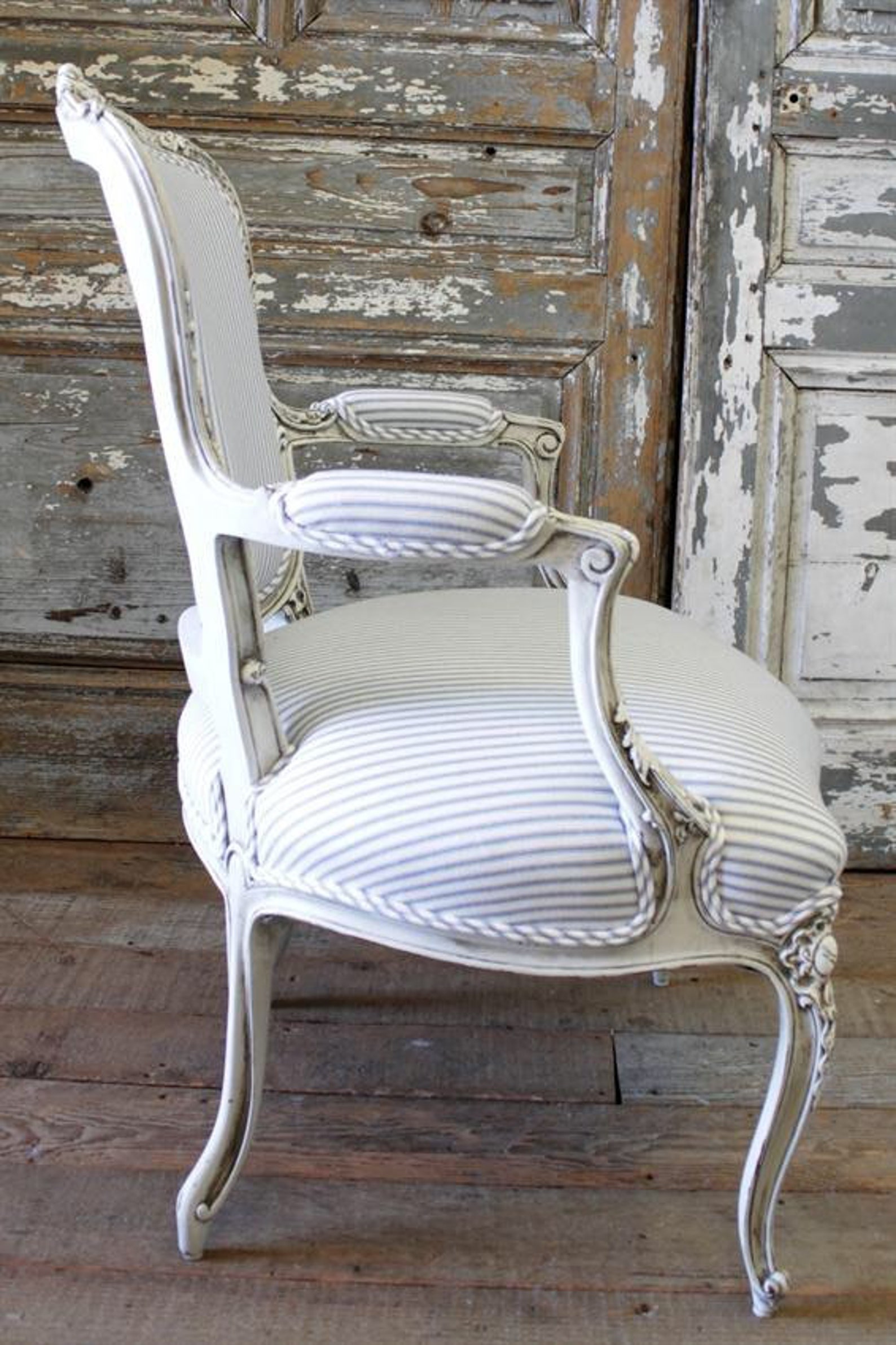 French Arm Chair in Ticking Etsy