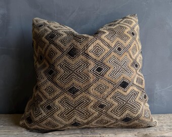 Vintage African Cloth Textile Pillow with Down Insert