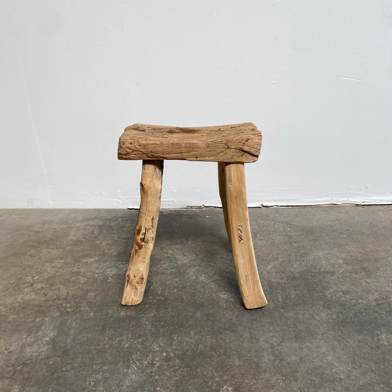 BloomHomeInc Elm Wood Stool - Thumbnail 4