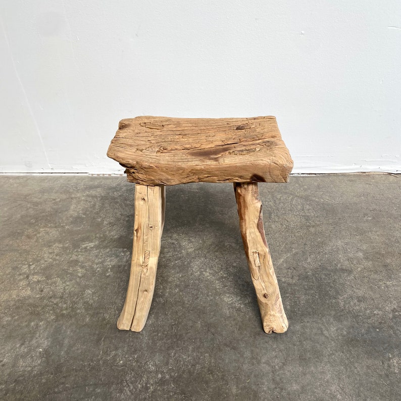 BloomHomeInc Elm Wood Stool - Thumbnail 5