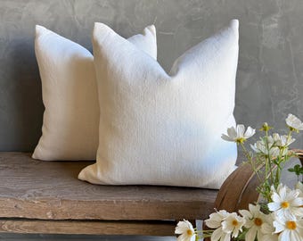 100% Hemp Pillow with Down Insert in Oyster White