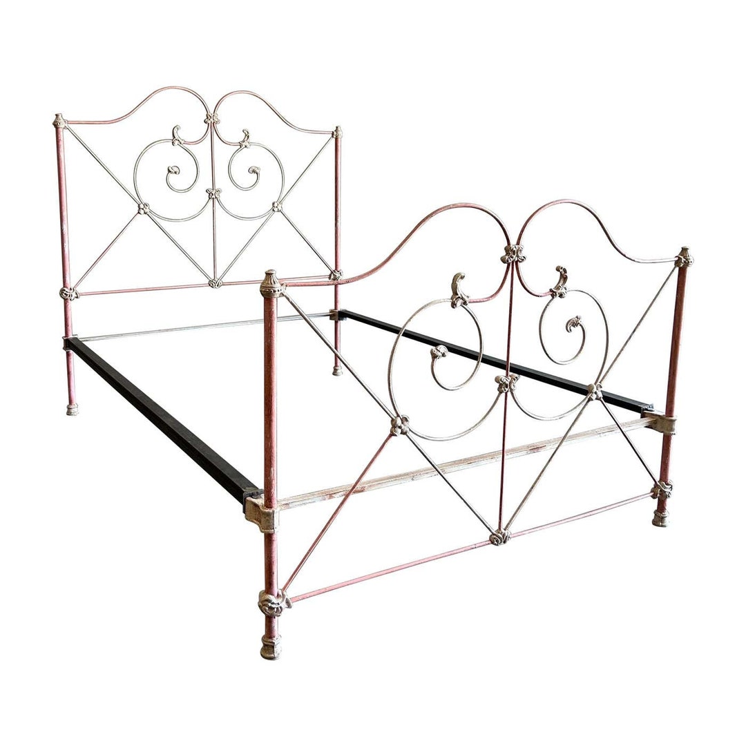 Antique Full Size Iron Bed With Side Rails Etsy