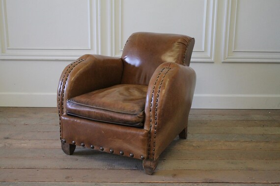 Sale Early 20th Century Art Deco Style French Leather Club Etsy