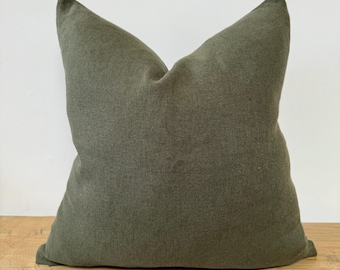 Belgian Linen Pillow in Forest with Insert
