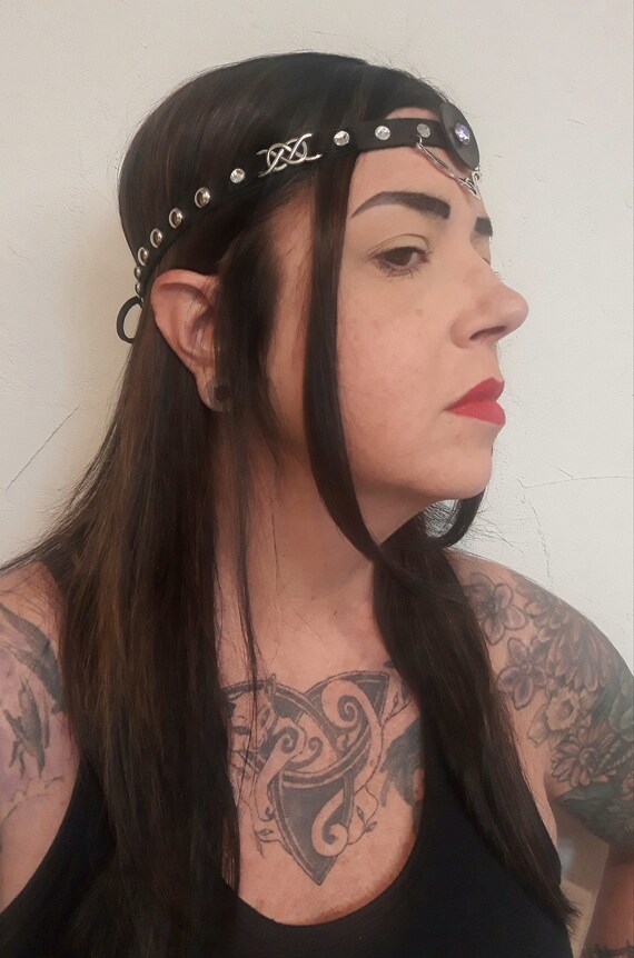 Middle-earth Elven Warrior Celtic Leather Crown Band, With 