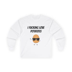 Funny Potato Lover Long Sleeve Tee, Gift for Veggie Fans, Quirky Humor Shirt, Potato Enthusiast Top, Vegan Cooking Gift