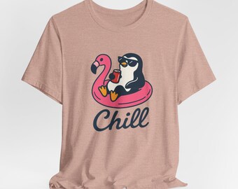 Chill Penguin T-Shirt - Cute Casual Tee, Summer Vibes, Relaxation Shirt, Gift for Penguin Lovers, Beachwear, Vacation Outfit