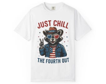 Funny Patriotic Unisex T-Shirt - 'Just Chill the Fourth Out' - Perfect for Independence Day, BBQs, Festivals, 4th of July