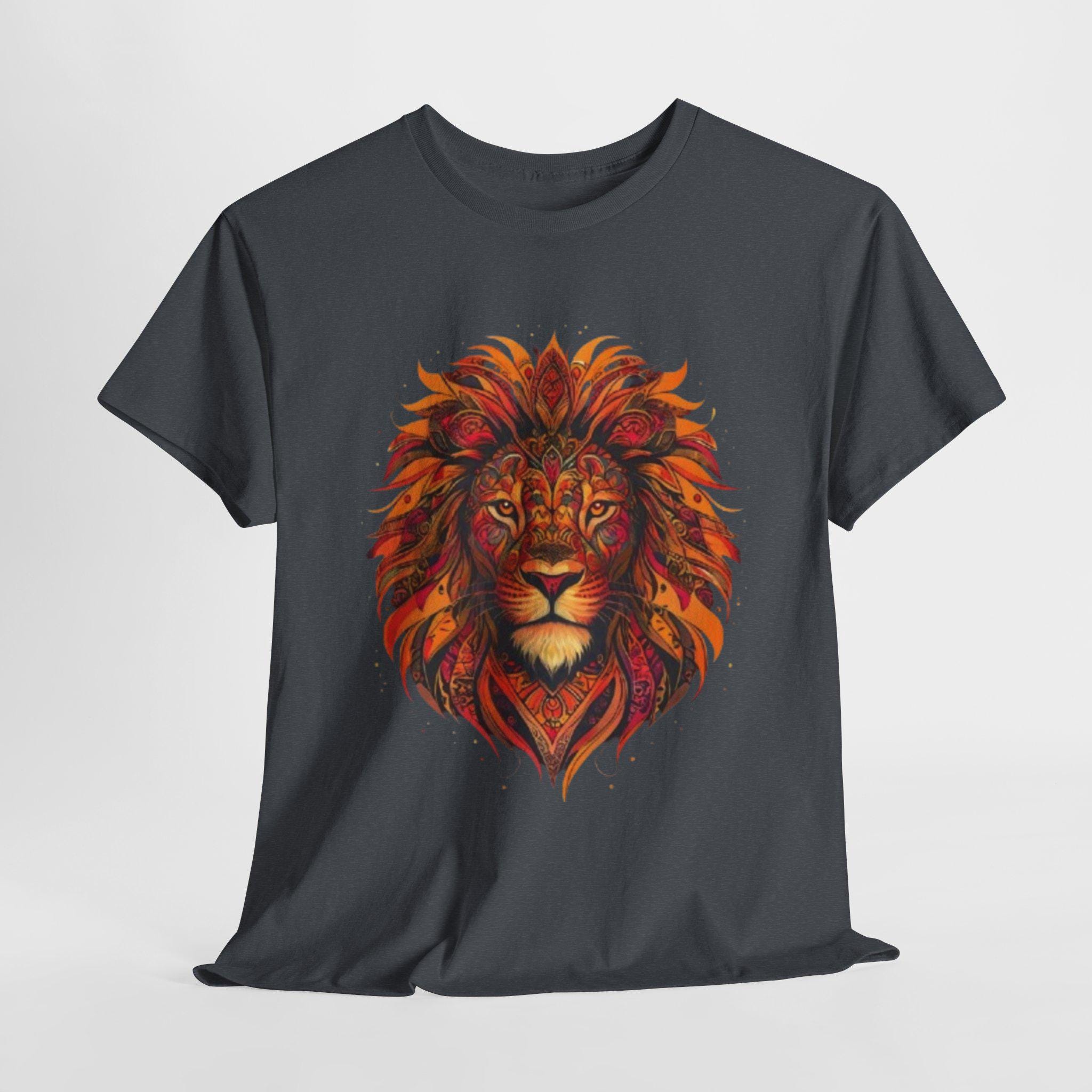 Unisex Heavy Cotton T-shirt, Vibrant Lion Graphic - Etsy