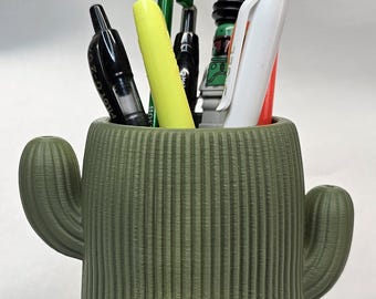 Portalápices con forma de cactus impreso en 3D, organizador de escritorio, decoración de oficina estilo suroeste.
