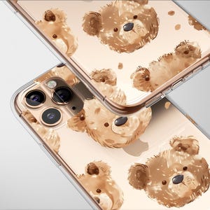 Clear Aquarel Teddyberen Case Esthetische Telefoon Cover Voor iPhone 16 Pro Max 16e 15 Plus 14 Mini SE XR XS Samsung S25 S24 S23 Pixel 9 8