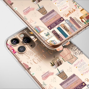 Étui transparent pour les amoureux des livres, coque de téléphone esthétique pour iPhone 16 Pro Max 16e 15 Plus 14 Mini SE XR XS Samsung S25 S24 S23 Pixel 9 8