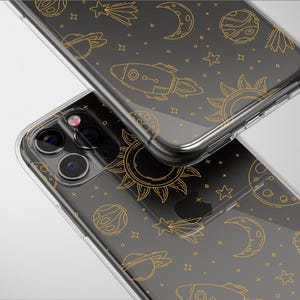 Clear Cosmic Adventure Space Case Aesthetic Phone Cover For iPhone 16 Pro Max 16e 15 Plus 14 Mini SE XR XS Samsung S25 S24 S23 Pixel 9 8