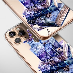 Clear Magic Potions Old Books Case Aesthetic Phone Cover For iPhone 16 Pro Max 16e 15 Plus 14 Mini SE XR XS Samsung S25 S24 S23 Pixel 9 8