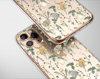 Clear Bunny Meadow Garden Case Aesthetic Phone Cover For iPhone 16 Pro Max 16e 15 Plus 14 Mini SE XR XS Samsung S25 S24 S23 Pixel 9 8
