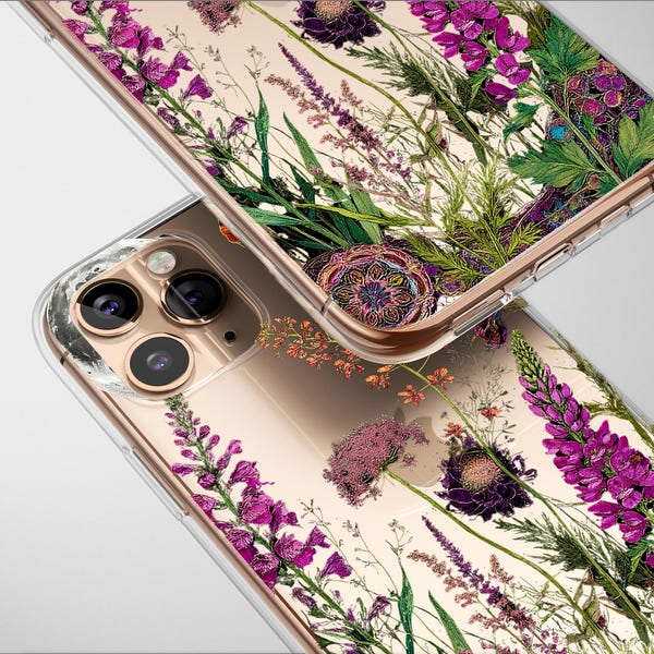 Clear Vibrant Garden Flowers Case Aesthetic Phone Cover For iPhone 16 Pro Max 16e 15 Plus 14 Mini SE XR XS Samsung S25 S24 S23 Pixel 9 8