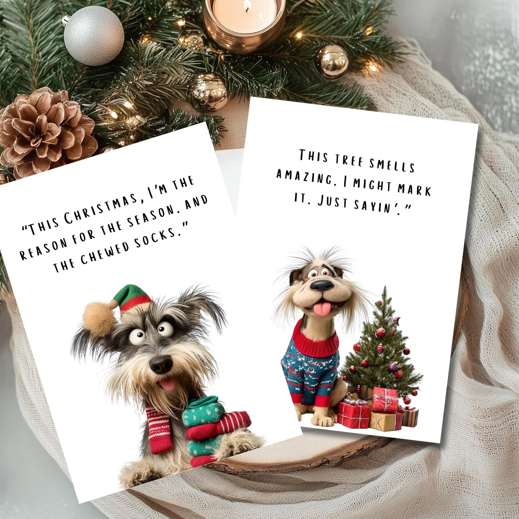 Funny Dog Christmas Cards – Humorous Holiday Pet Set (digital Download ...