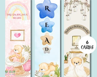 Honeybun Bear Bookmarks: Watercolor Teddy Bear Designs (Digital Download)