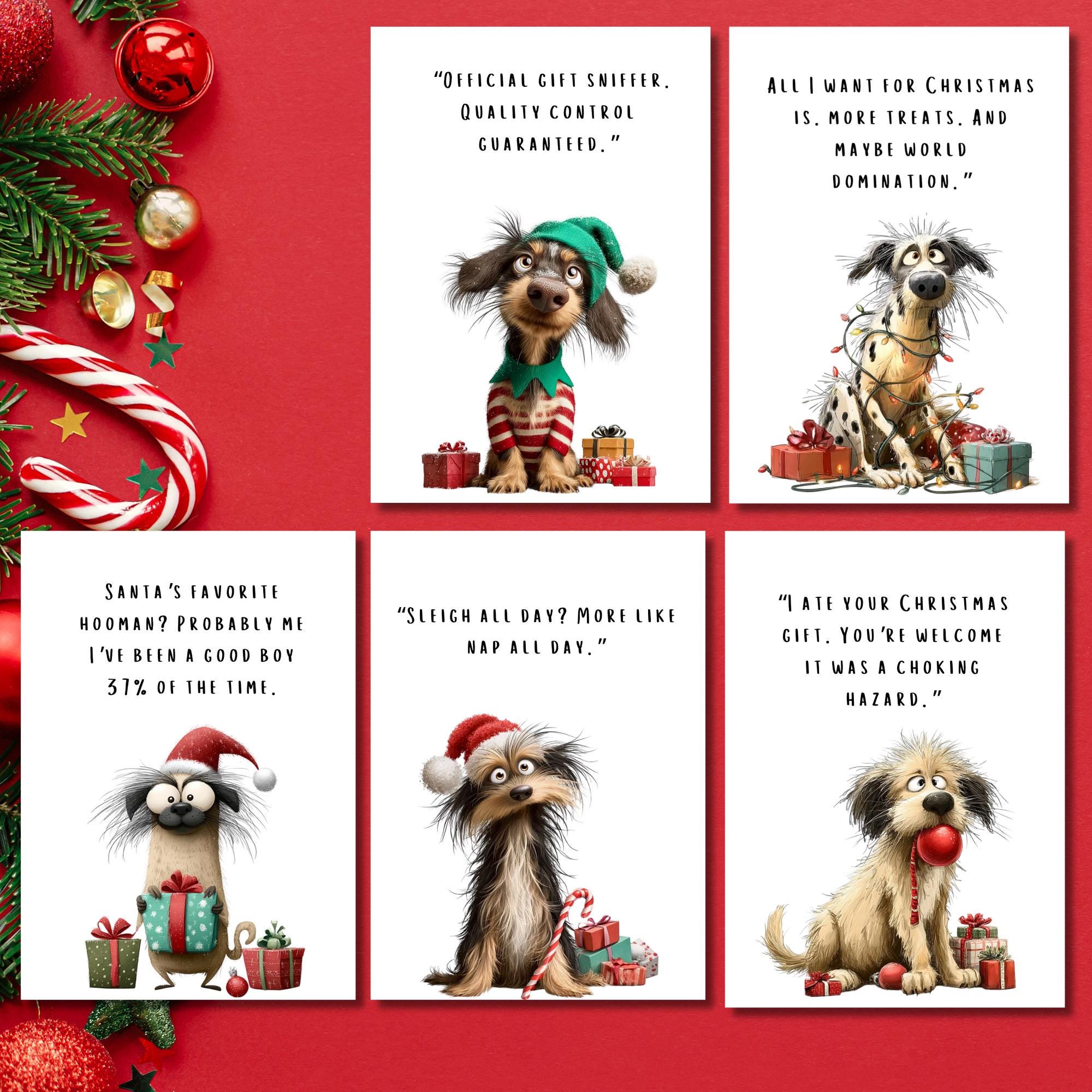 Funny Dog Christmas Cards – Humorous Holiday Pet Set (digital Download ...