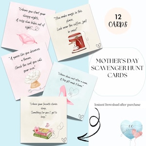 Muttertags-Schnitzeljagd druckbare Karteikarten - Digitale Karten für Mama und Kinder, Lern- und Schulmaterialien,