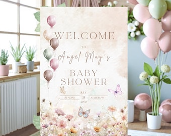 Pink Floral 'Welcome' Sign For Baby Showers – Personalized Yard & Indoor Decor For Girls