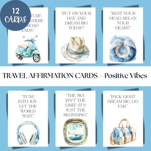 Travel Affirmation Cards for Positive Mindset | Inspirational Travel Quotes Deck | Motivational Wanderlust Cards