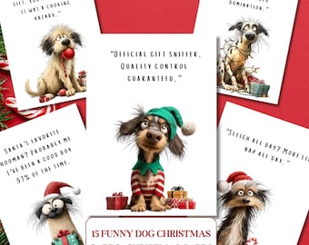 Funny Dog Christmas Cards – Humorous Holiday Pet Set (Digital Download)