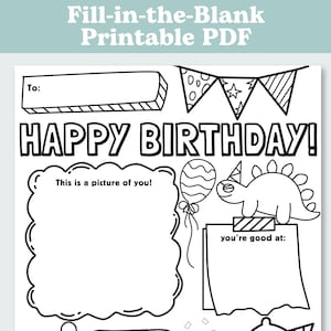 Alles Gute zum Geburtstag Malseite – Füllen Sie die Vorlage aus + Malen Sie selbst aus!, Individuelle Geburtstagskarte, Digitale Datei, DIY Geburtstagskarte