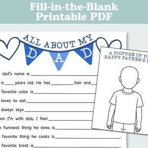 Vatertag Printable | Fill-in-the-Blank & Zeichne Dein Eigenes Portrait DIY Karte | Sofortdownload | Digitale Datei