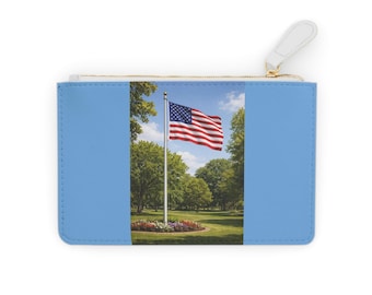 Mini Clutch Bag | American Flag in Park | Patriotic Stars Stripes Wallet