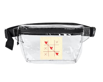 Tic Tac Toe Hearts Transparent Fanny Pack | Clear Waist Bag