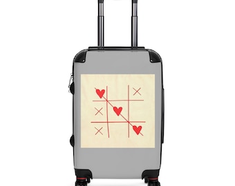 Maleta de tres en raya con diseño de corazón rojo / Equipaje de viaje con diseño de juego