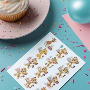 144 Pegatinas de animales para fiestas de cumpleaños, decoración infantil y escolar, archivos png fondo transparente, impresión directa A4.