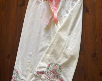 Vintage pillowcases pants with Southern Belle crochet dress and embroidery